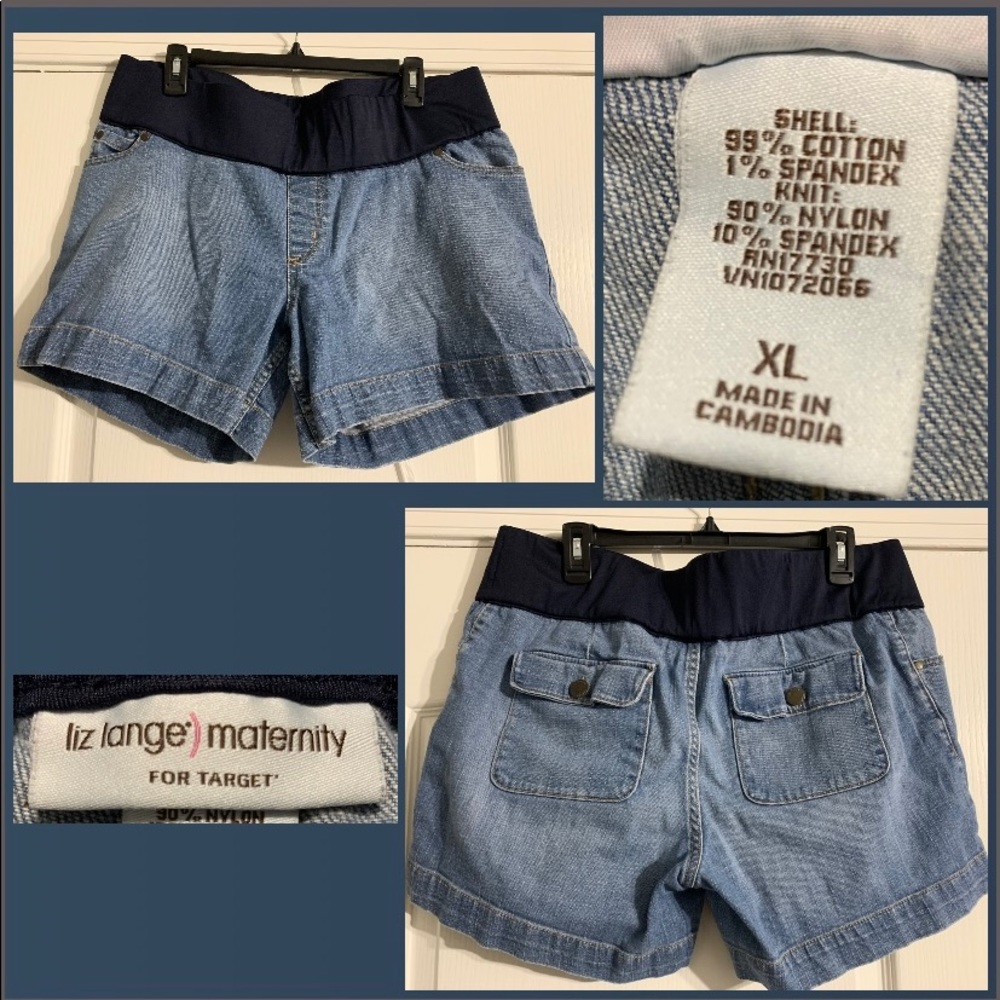 Liz Lange Maternity Low Panel Jean Shorts || Large